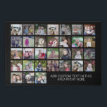31 Photo Collage Grid - Text box - black white Faux Canvas Print<br><div class="desc">Use 31 SQUARE photos to create a personal photo collage. This modern, clean layout includes a text block in a san serif font to add a family name or a name. The background colour can be changed in the customise area. ***For best results for this multi photo layout - crop...</div>
