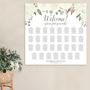 31 Table Ivory White Floral Wedding Seating Chart