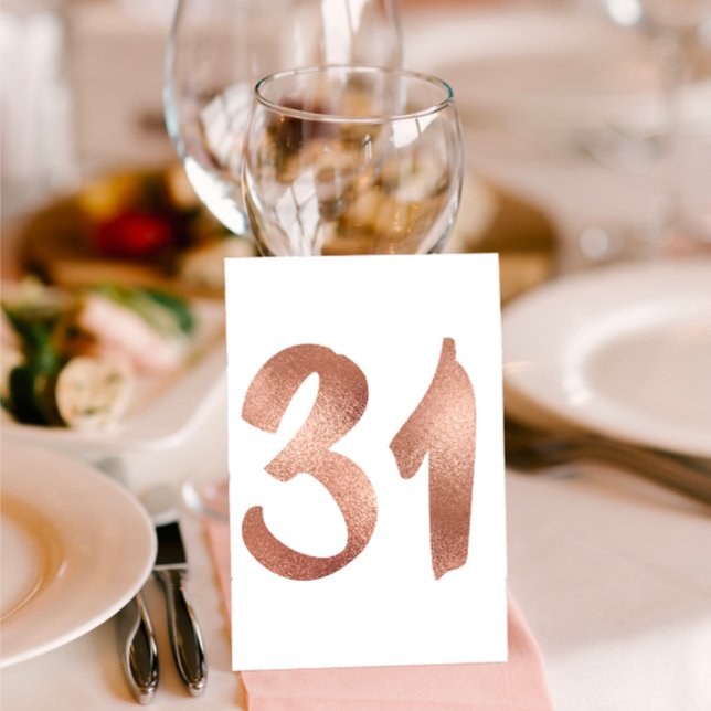31 Table  Number White Metallic Pink Rose Gold Table Number (31 Table Number White Metallic Pink Rose Gold Table Number)
