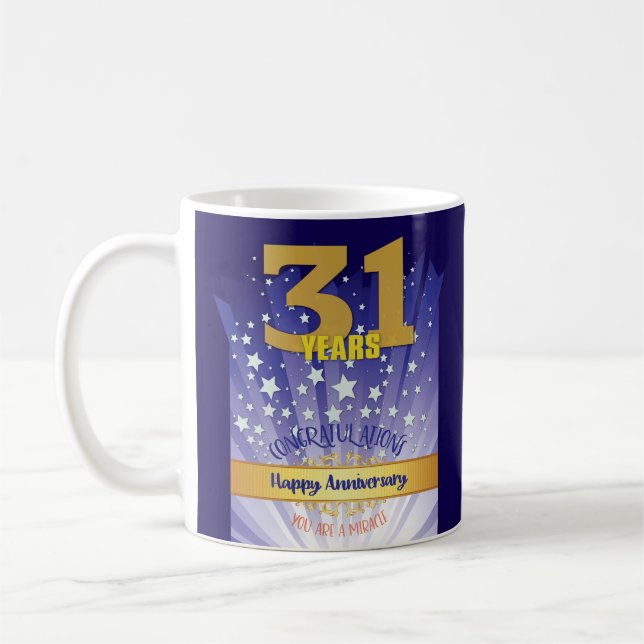 31 Year CUSTOM Recovery Anniversary Bold Numeral Coffee Mug (Left)