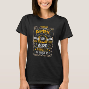 31 Year Old April 1991 Vintage Retro 31st Birthday T-Shirt