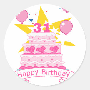 31 Year Old Birthday Cake Classic Round Sticker