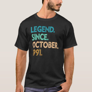 31 Years Old Legend Since October 1991 31st Birth T-Shirt