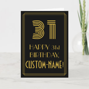 31st Birthday: Art Deco Inspired Look "31" & Name Card