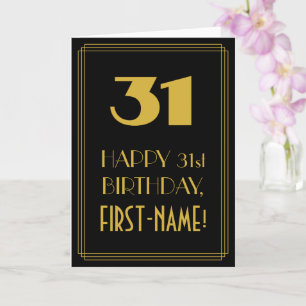 31st Birthday ~ Art Deco Inspired Look "31" & Name Card