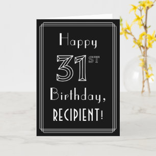 31st Birthday: Art Deco Style # 31 & Custom Name Card