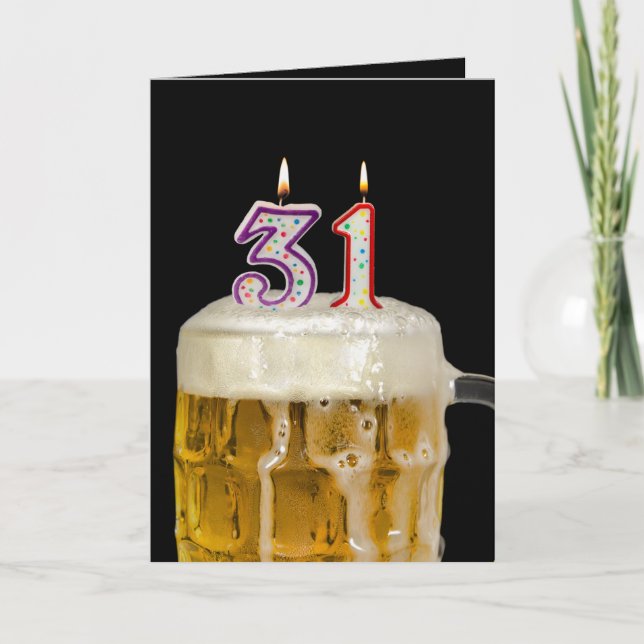 31st Birthday Beer on black Card (Front)