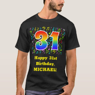 31st Birthday: Colourful Music Symbols, Rainbow 31 T-Shirt
