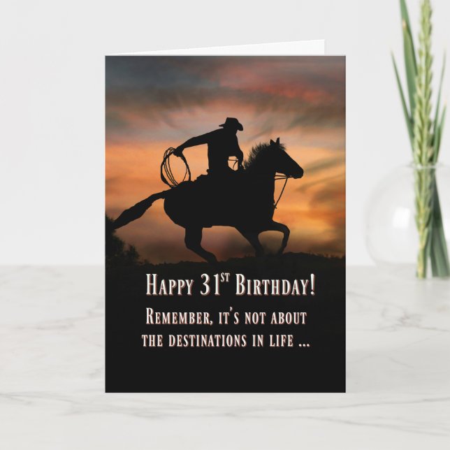 31st Birthday Country Western Cowboy Card (Front)