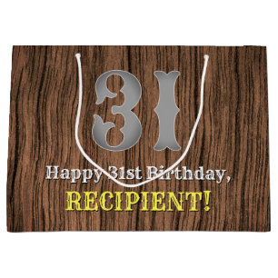 31st Birthday: Country Western Inspired Look, Name Large Gift Bag