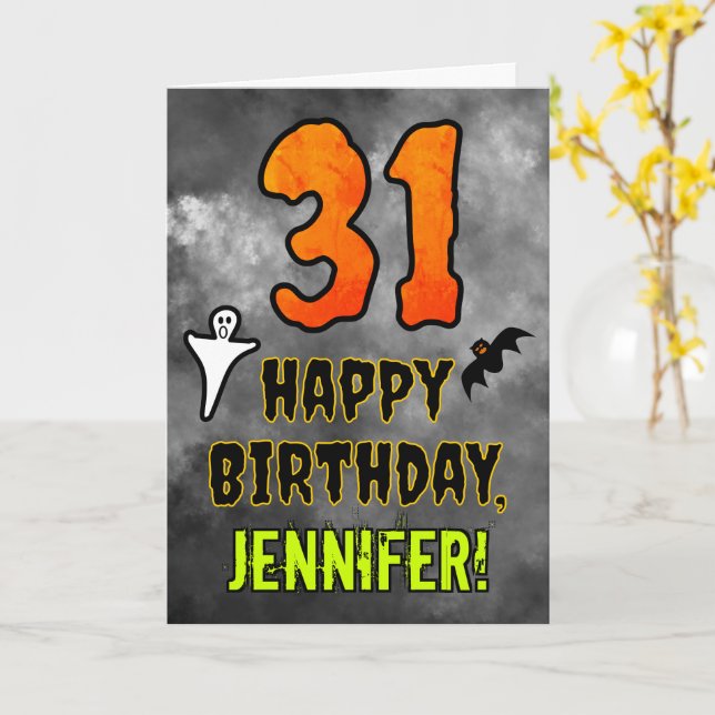 31st Birthday: Eerie Halloween Theme + Custom Name Card (Yellow Flower)