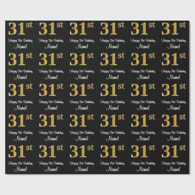 31st Birthday: Elegant Luxurious Faux Gold Look # Wrapping Paper (Flat)