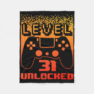 31st Birthday For Men Level 31 Unlocked Gamer 31 Y Fleece Blanket