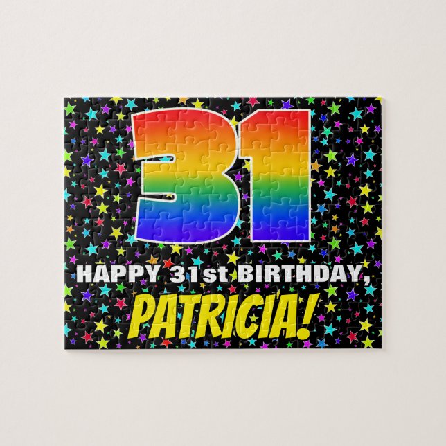 31st Birthday — Fun, Colourful Star Field Pattern Jigsaw Puzzle (Horizontal)
