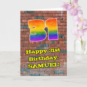 31st Birthday: Fun Graffiti-Inspired Rainbow 31 Card