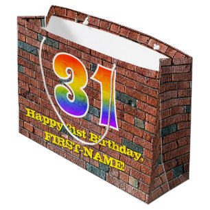 31st Birthday: Fun, Graffiti-Inspired Rainbow # 31 Large Gift Bag