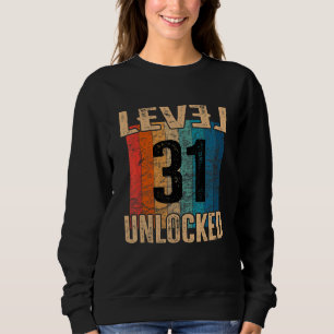 31st Birthday Level Unlocked Vintage Retro Sweatshirt