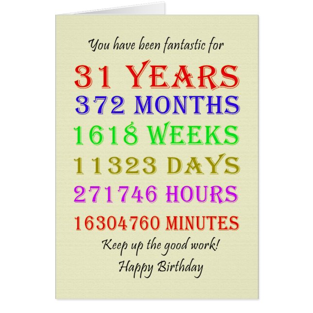 31st Birthday Milestones (Front)