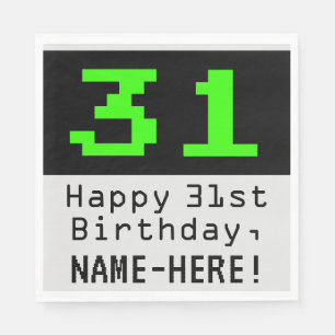 31st Birthday - Nerdy / Geeky Style "31" & Name Napkin