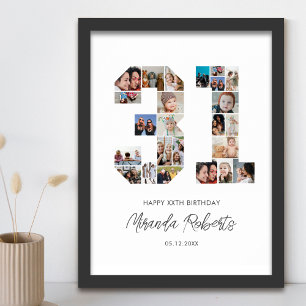 31st Birthday Number 31 Custom Photo Collage Poster