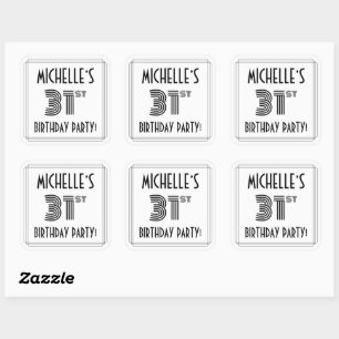 31st Birthday Party: Art Deco Style + Custom Name Square Sticker