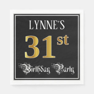 31st Birthday Party — Fancy Script, Faux Gold Lo Napkin