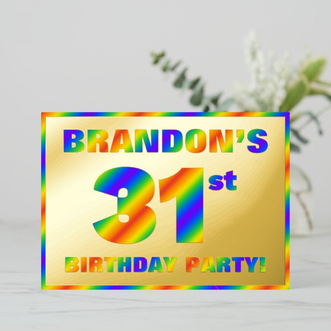 31st Birthday Party — Fun, Rainbow Spectrum “31” (Standing Front)