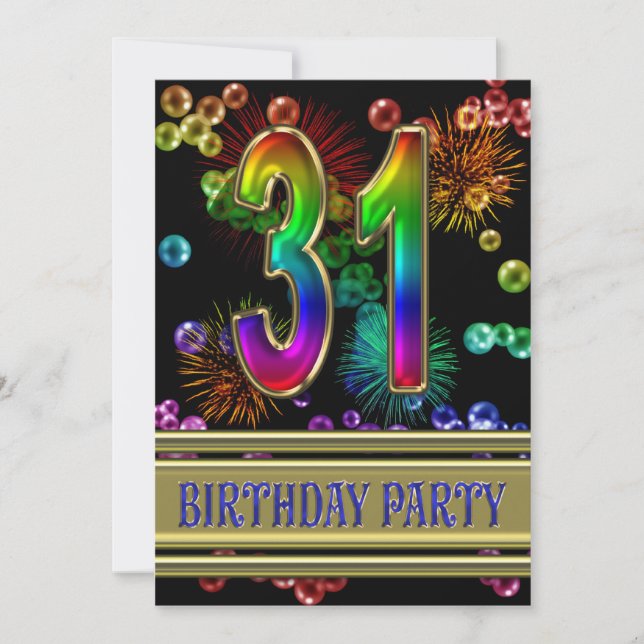 31st Birthday party Invitation with bubbles (Front)