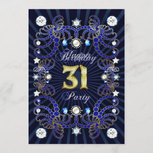 31st birthday party invite with masses of jewels
