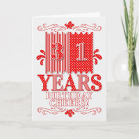 31st Birthday Red and White Polka Dots and Stripes