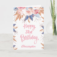 31st Birthday Watercolor Botanical Pink Floral