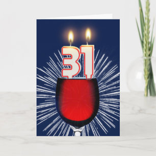 31st Birthday with wine and candles Card