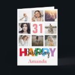 31st Happy Birthday Photo Collage Modern Pink Card<br><div class="desc">31st Happy Birthday Photo Collage Modern Pink Card with personalised name. For further customisation,  please click the "Customise it" button and use our design tool to modify this template.</div>