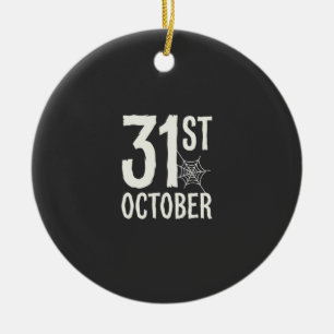31st October Halloween Spider Web Design Ceramic Ornament