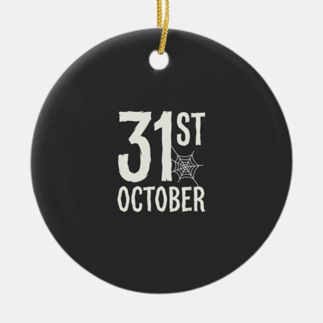 31st October Halloween Spider Web Design Ceramic Ornament (Front)