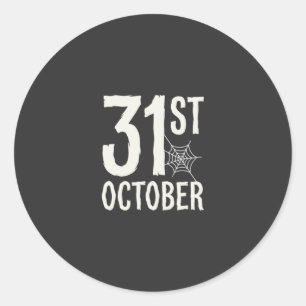 31st October Halloween Spider Web Design Classic Round Sticker