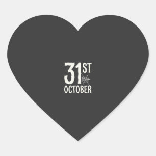 31st October Halloween Spider Web Design Heart Sticker