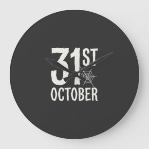 31st October Halloween Spider Web Design Large Clock