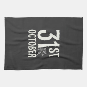 31st October Halloween Spider Web Design Tea Towel