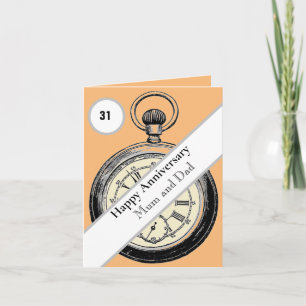 31st Wedding Anniversary editable  Card