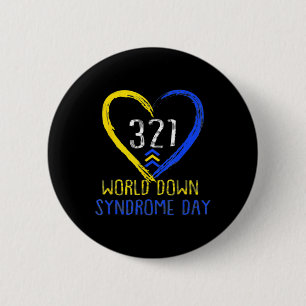 321 World Down Syndrome Day Three Arrows Men Women 6 Cm Round Badge
