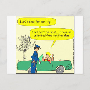323 Free texting ticket colour cartoon Postcard