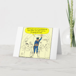 324 Airline pilot going for help colour cartoon Card