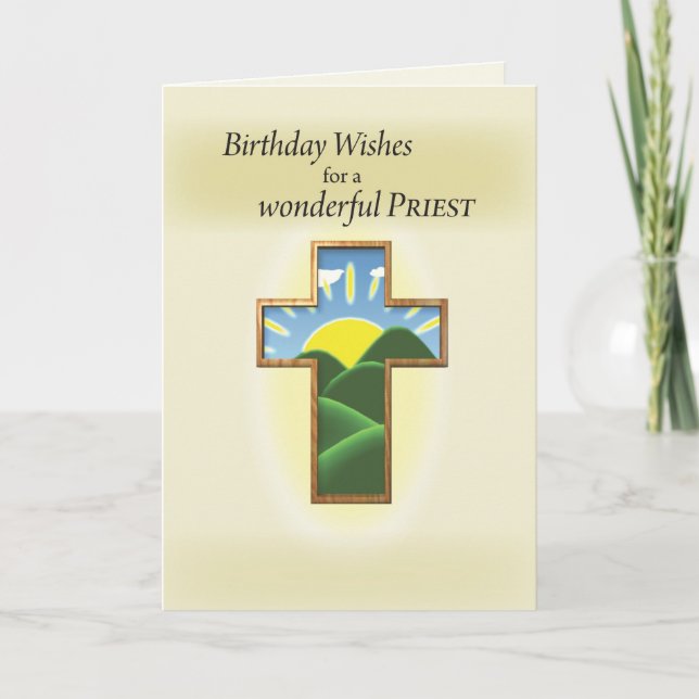 3272 Birthday Priest, Cross Card (Front)
