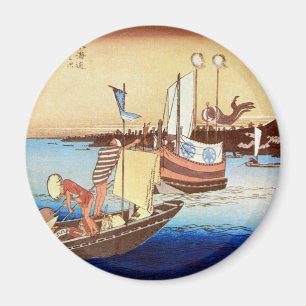 32. 荒井宿, 広重 Arai-juku, Hiroshige, Ukiyo-e Magnet