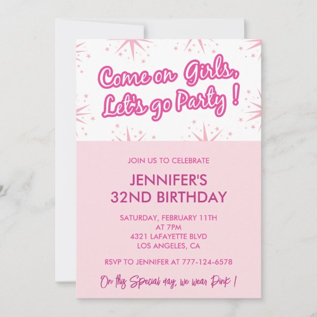 32 birthday invitation for her doll stars (Front)