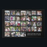 32 Photo Collage Grid - Text box - black white Faux Canvas Print<br><div class="desc">Use 32 SQUARE photos to create a personal photo collage. This modern, clean layout includes a text block in a san serif font to add a family name or a name. The background colour can be changed in the customise area. ***For best results for this multi photo layout - crop...</div>