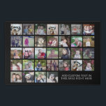 32 Photo Collage Grid - Text box - black white Faux Canvas Print<br><div class="desc">Use 32 SQUARE photos to create a personal photo collage. This modern, clean layout includes a text block in a san serif font to add a family name or a name. The background colour can be changed in the customise area. ***For best results for this multi photo layout - crop...</div>