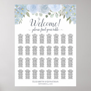 32 Table Dusty Blue Boho Chic Floral Seating Chart
