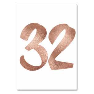 32 Table  Number White Metallic Pink Rose Gold